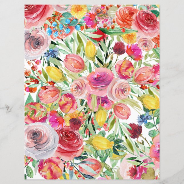 Feuille de papier floral coloré - fleurs multicolo (Dos)