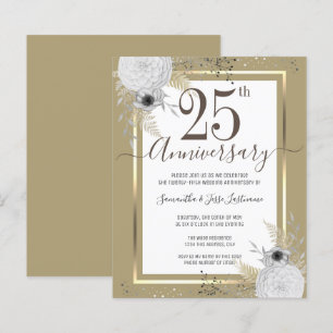 Feuille de papier Floral Or 25e Anniversaire de Ma