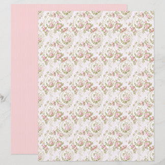 Feuille de papier floral rose Coquette vintage