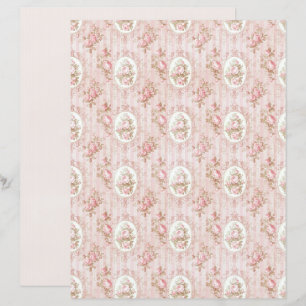 Feuille de papier floral rose Coquette vintage