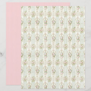 Feuille de papier floral rose coquette vintage