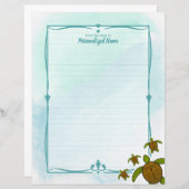 Feuille de papier ligné de Sammy la tortue de mer (Devant / Derrière)