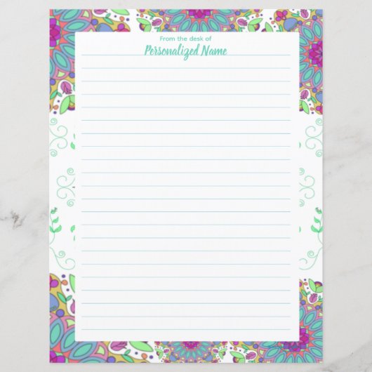 Feuille de papier lin finesse florale (Devant)