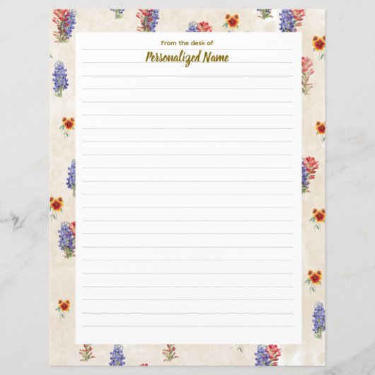 Feuille de papier lin Fleur sauvage du Texas (Devant)