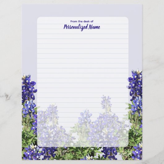 Feuille de papier lin Texas Bluebonnets (Devant)