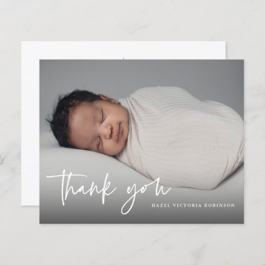 Feuille de papier Merci de Baptême de Script moder (Devant / Derrière)