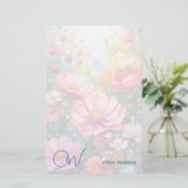 Feuille de papier monogramme de jardin de fleurs d (Debout devant)