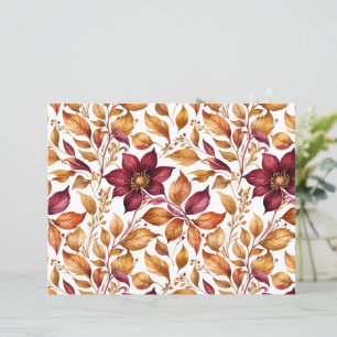 Feuille de papier Motif feuille florale Bourgogne 