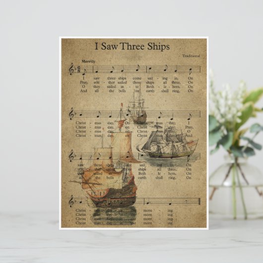 Feuille de papier Musique Art - J'ai vu trois navi (Debout devant)