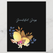 Feuille de papier noir au monogramme chic citron (Dos)
