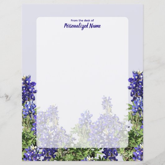 Feuille de papier non doublée du Texas Bluebonnets (Devant)