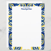 Feuille de papier non ligné à motif floral rétro (Devant / Derrière)