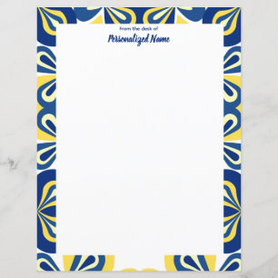 Feuille de papier non ligné à motif floral rétro