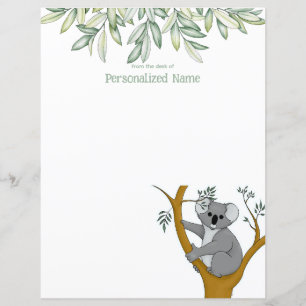 Feuille de papier non lignée Callie Koala Eucalypt