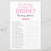 Feuille de papier pour jeux de douche de mariée 2  (Dos)