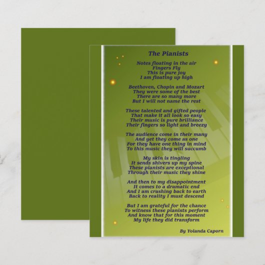 Feuille de papier pour pianistes (Devant / Derrière)