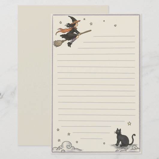 Feuille de papier rayée de vol enchanté 5,5" x 8,5 (Devant / Derrière)