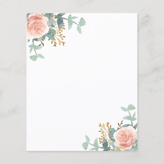 Feuille de papier rose en or fleuri (Dos)