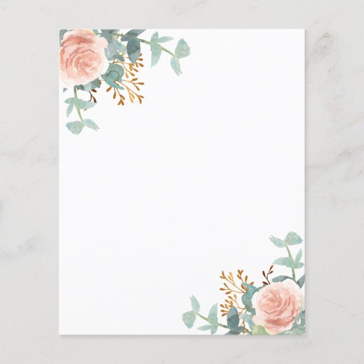 Feuille de papier rose en or fleuri (Devant)