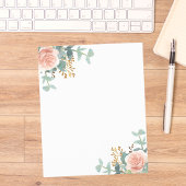 Feuille de papier rose en or fleuri