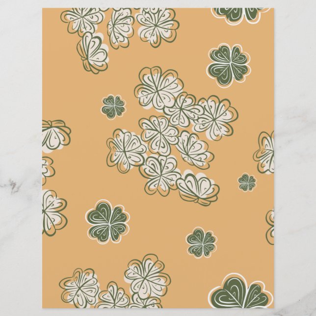 Feuille de papier scrapbook floral beige (Devant)