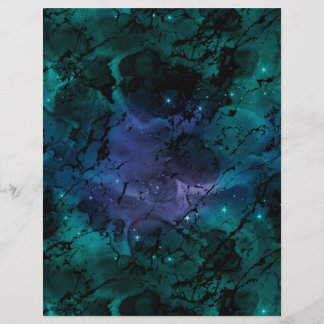 Feuille de papier scrapbook Galaxie Marbre Turquoi