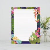 Feuille de papier Tropical Garden Navy Lines (Debout devant)