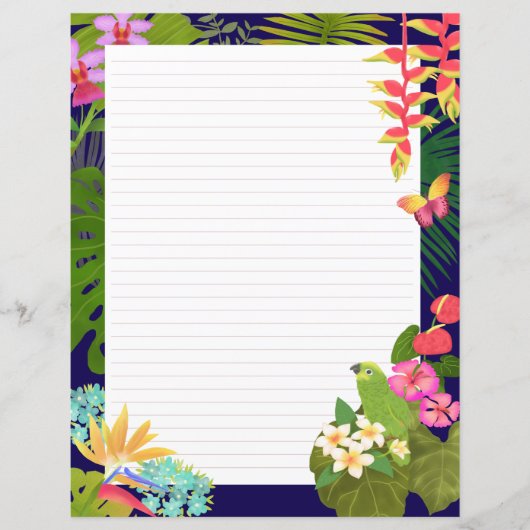 Feuille de papier Tropical Garden Navy Lines (Devant)