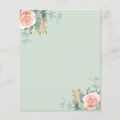 Feuille de papier vert sauge or rose floral (Devant)