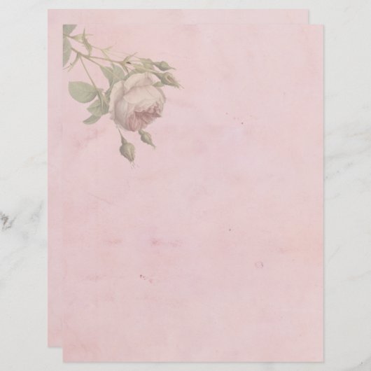Feuille de papier vintage rose (Devant / Derrière)