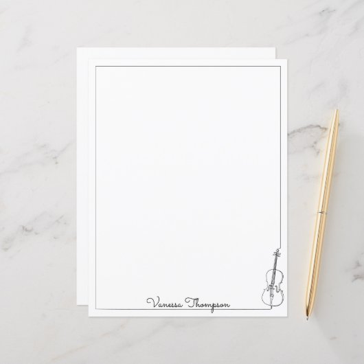 Feuille de papier violon de musique classique (Devant/Arrière en situation)