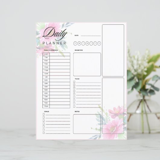 Feuille de planification quotidienne des fleurs d' (Debout devant)