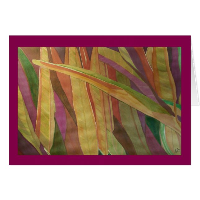 Feuille de plante d'aquarelle dans le coucher du (Devant horizontal)