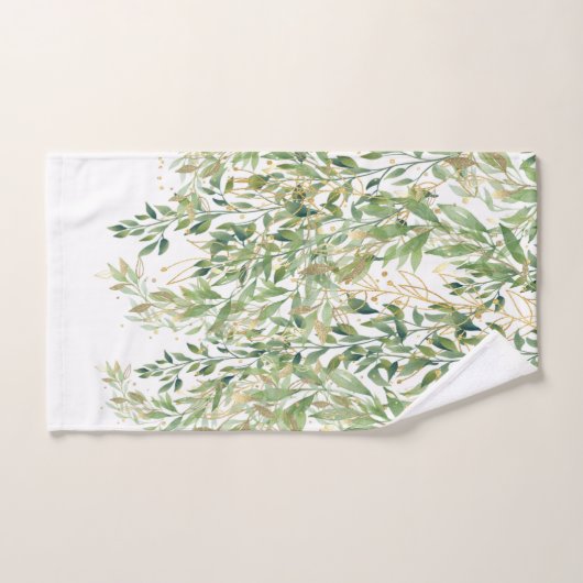 Feuille De Plante décoratifs Or Et Vert (Serviette à main)