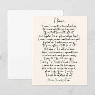 Feuille de poésie "I Know" Annie Johnson Flint