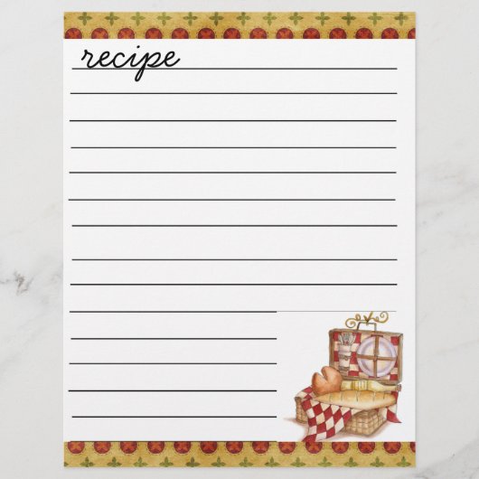 feuille de recette (Devant)