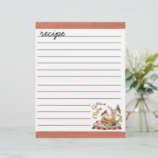 feuille de recette (Debout devant)