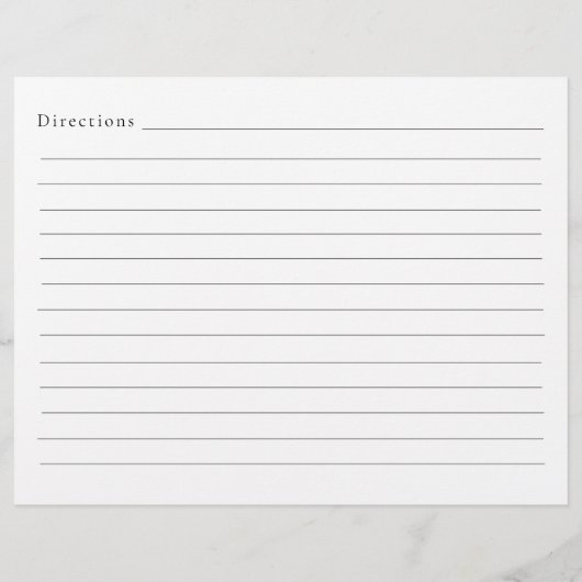 Feuille de recette moderne Simple élégant (Dos)