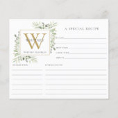Feuille de recette or monogramme aquarelle verte (Devant)