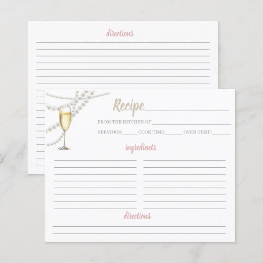 Feuille de recettes Perles et poursuites (Devant / Derrière)