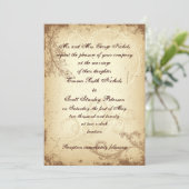 Feuille de rouleau faire-part de mariage beige vin (Debout devant)
