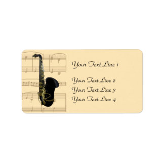Feuille de saxophone or et noir Étiquettes de musi