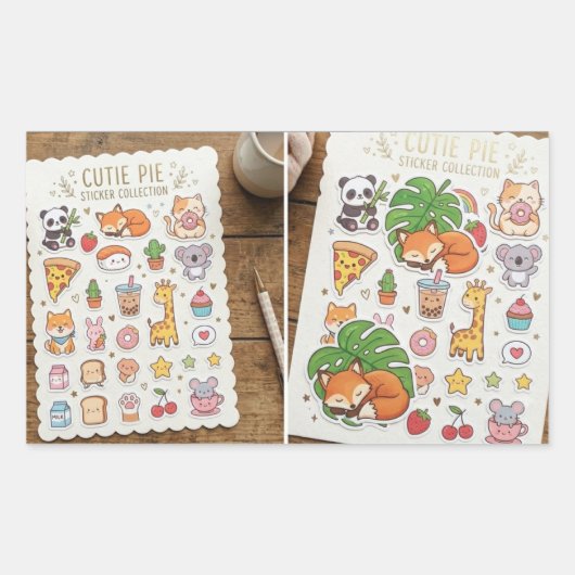 Feuille de stickers kawaii chibi à découper (Devant)