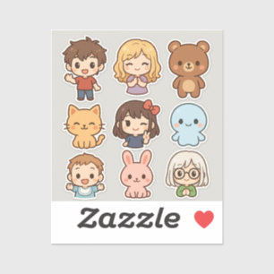 Feuille de stickers Mini Kawaii Chibi – Enfants et