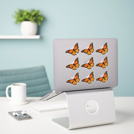 Feuille de stickers papillon monarque contre-papil (Ordinateur portable sur le bureau)