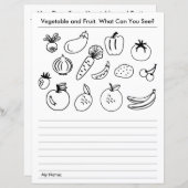 Feuille de travail de l'école des légumes et des f (Devant / Derrière)