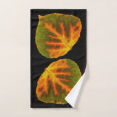 Feuille de tremble verte orange et jaune #1 (Serviette à main)
