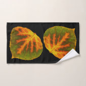 Feuille de tremble verte orange et jaune #1 (Serviette à main)