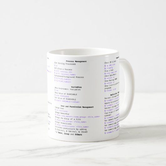 Feuille de triche LINUX MUG (Devant droit)
