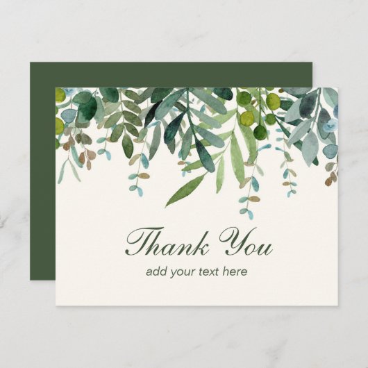 Feuille de verdure à l'aquarelle Merci (Devant / Derrière)